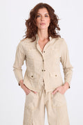 XCVI Mousa Poplin Grid Pintuck Blazer