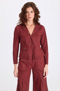 XCVI Mousa Poplin Grid Pintuck Blazer