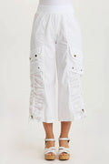 XCVI Muldoon Poplin Ruched Wide-Leg Crop Pant