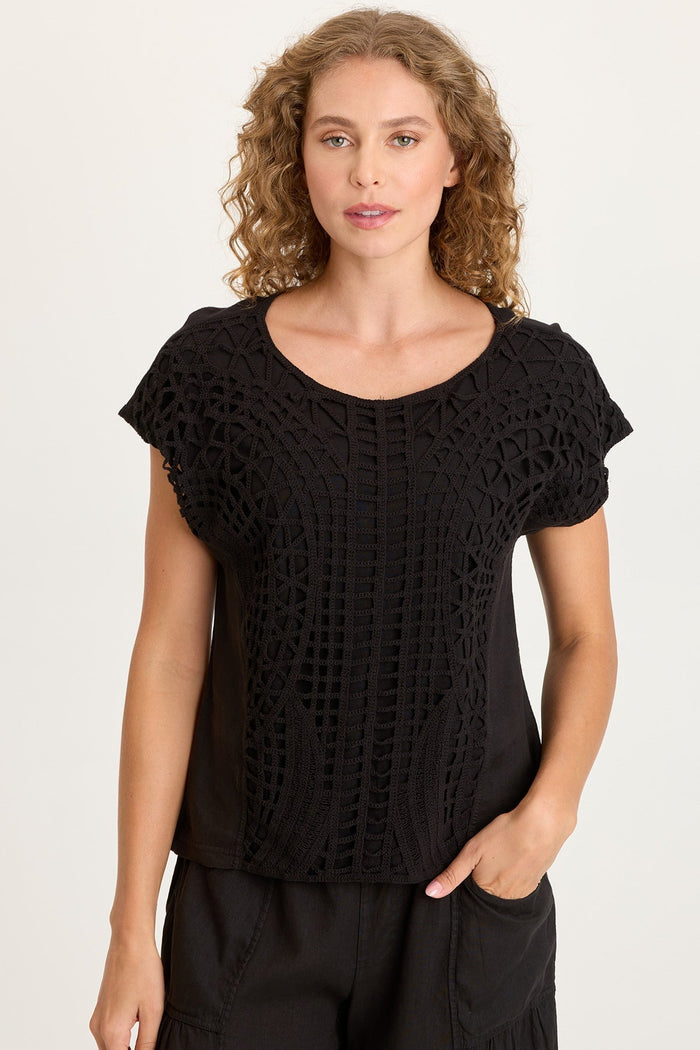 XCVI Nashir Crochet/Jersey Top