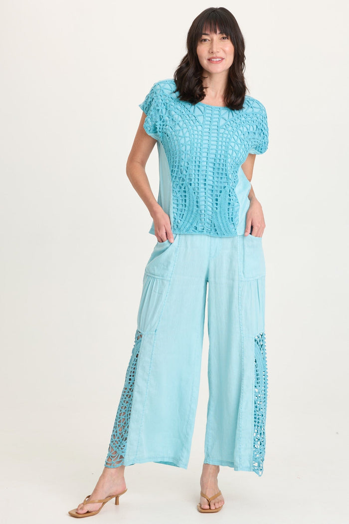 XCVI Nashir Crochet/Jersey Top