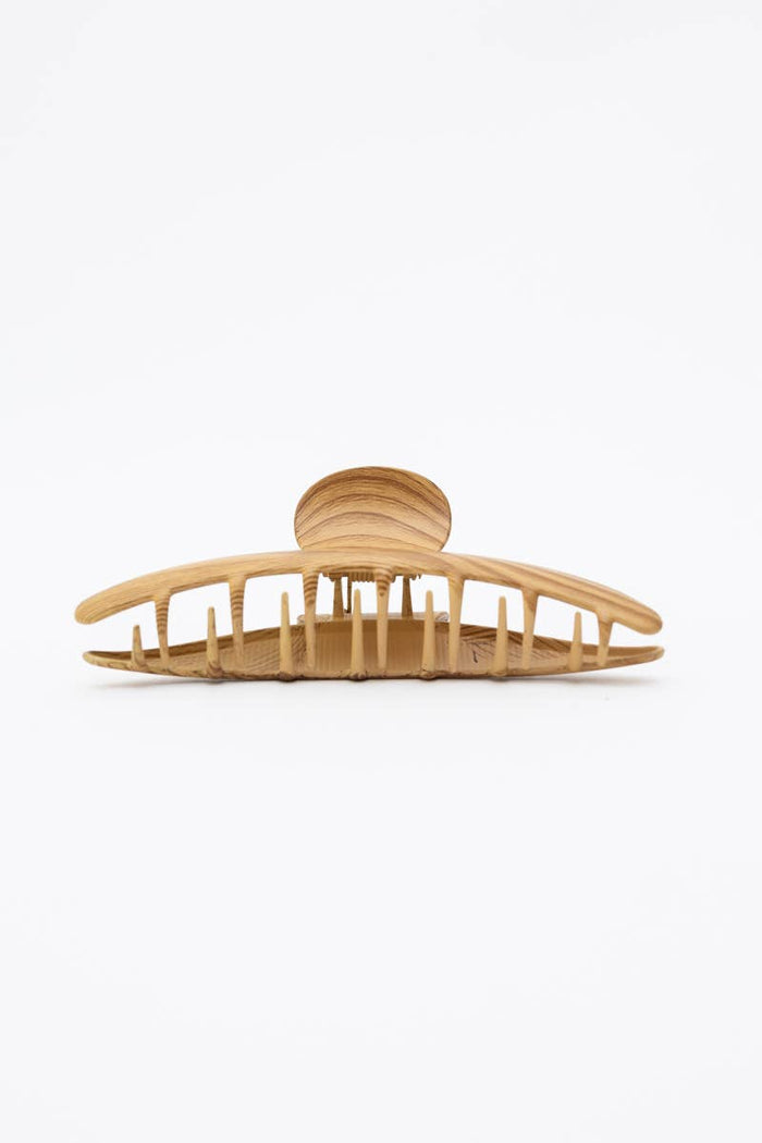 Natural Wood Grain Metal Hair Clip Curve