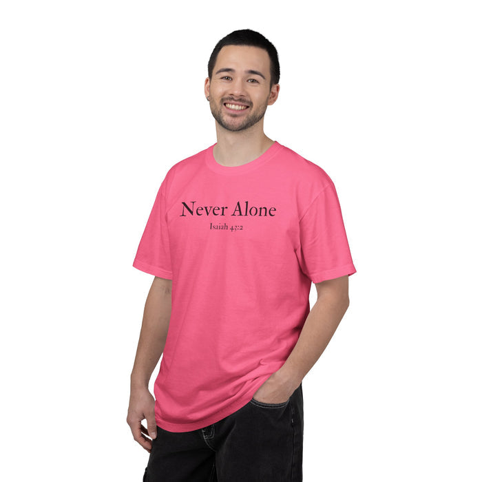 Never Alone Isaiah 43:2 Men's Breast Cancer Awareness T-shirt