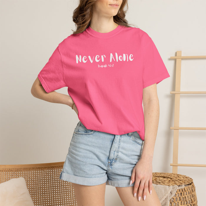 Never Alone Isaiah 43:2 Women's Breast Cancer Awareness T-shirt