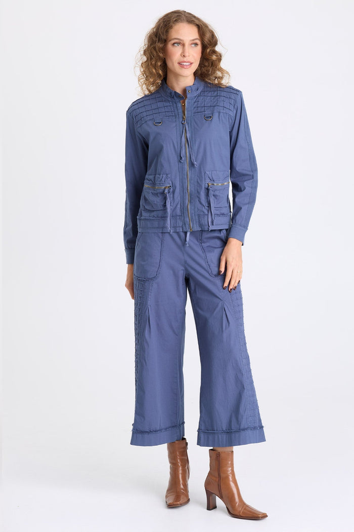 XCVI Nicolene Poplin Grid Pintuck Crop