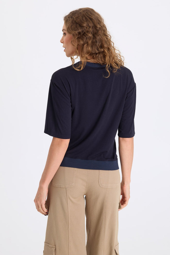 XCVI Obi Textured Satin V-Neck Tee