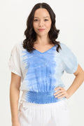 XCVI Oko Linen/Jersey Cinched Hem Top