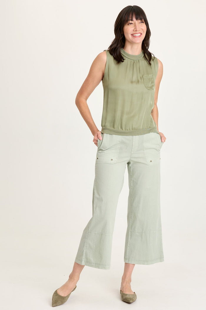 XCVI Orren Satin/Knit High Neck Tank