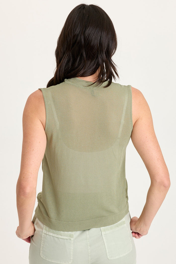 XCVI Orren Satin/Knit High Neck Tank