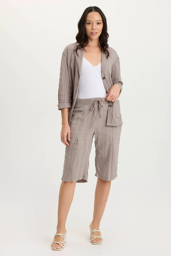 XCVI Osbert Textured Gauze Multi-Pocket Bermuda Short