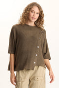 XCVI Osiris Asymmetrical Button Detail Knit Poncho