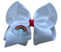 Pastel Rainbow Embroidered Hair Bow: Alligator Clip / 5 inch