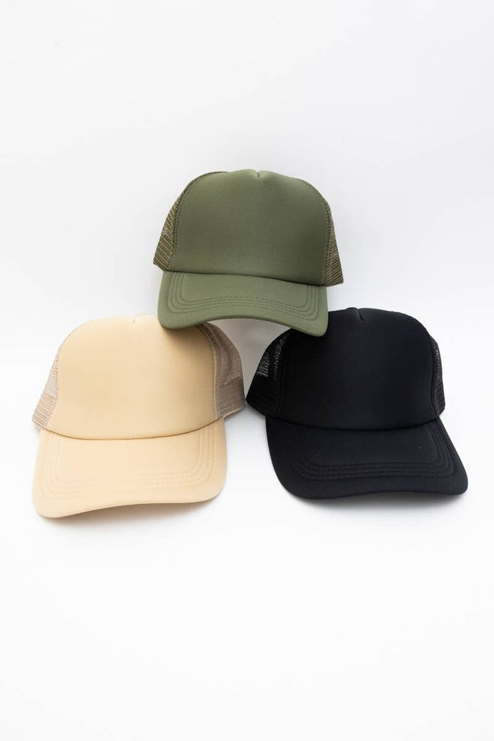 Premium Monochromatic Charm Truckers Hat: Olive