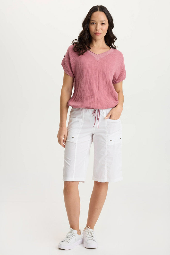XCVI Preto Poplin Wide-Leg Bermuda Short
