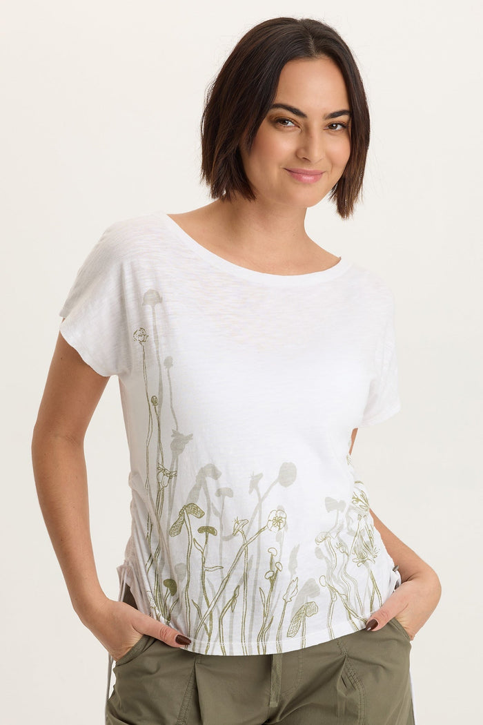 XCVI Printed Cohn Jersey Boatneck Tee