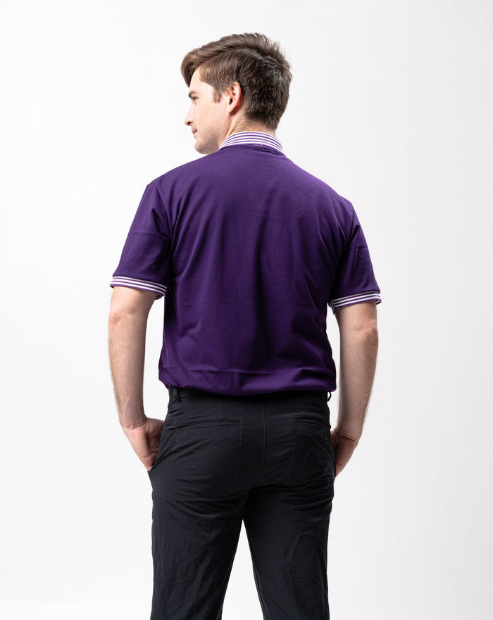 Purple Mini Stripes Classique Plain Polo Shirt