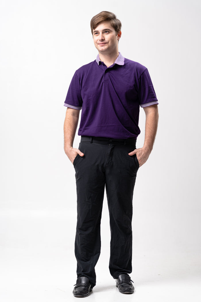Purple Mini Stripes Classique Plain Polo Shirt