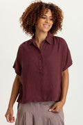 XCVI Quilla Linen Collared Top