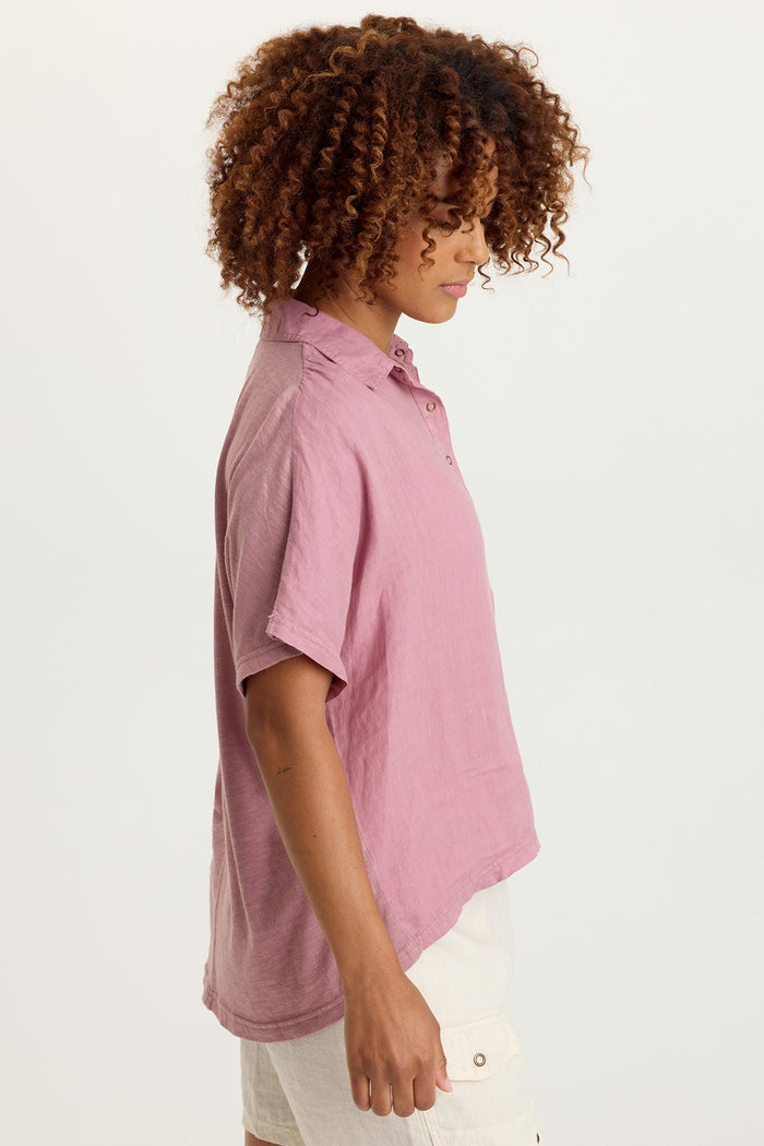 XCVI Quilla Linen Collared Top
