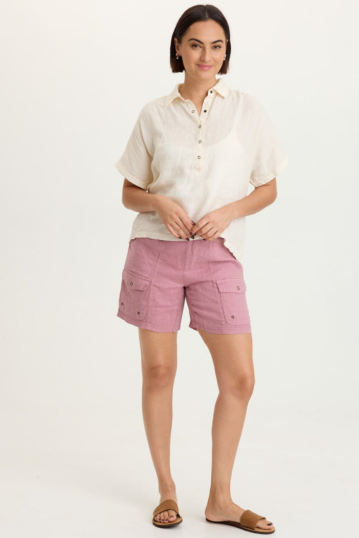 XCVI Quilla Linen Collared Top