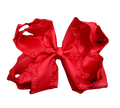 Red Double Ruffle Hair Bow : Alligator Clip / 5 inch