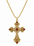 RED GEM CROSS (GOLD) 2.5MM