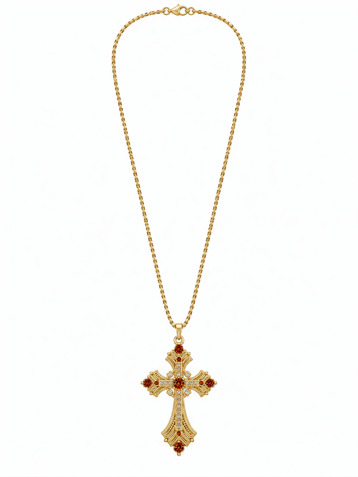 RED GEM CROSS (GOLD) 2.5MM