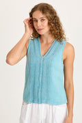 XCVI Reid Gauze/Crochet V-Neck Tank