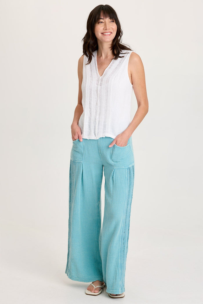 XCVI Reid Gauze/Crochet V-Neck Tank