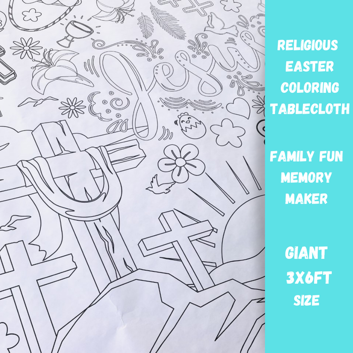 Religious Easter Coloring Table Cover
