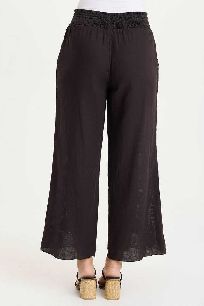 XCVI Rokel Linen/Crochet Ruched Wide Leg Pant