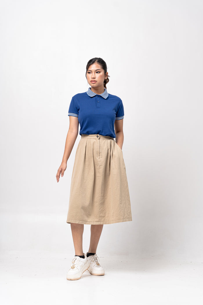 Royal Blue Mini Stripes Classique Plain Women's Polo Shirt