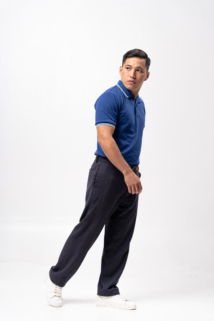Royal Blue with Stripes Classique Plain Polo Shirt