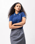 Royal Blue with Stripes Classique Plain Women's Polo Shirt