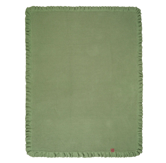 Ruffled Edge Knit Baby Blanket in Sage Green