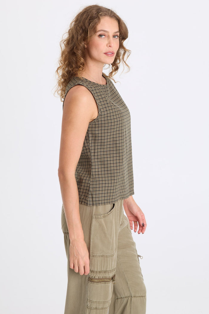 XCVI Sanar Plaid Asymmetric Tank