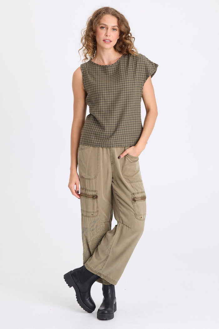XCVI Sanar Plaid Asymmetric Tank