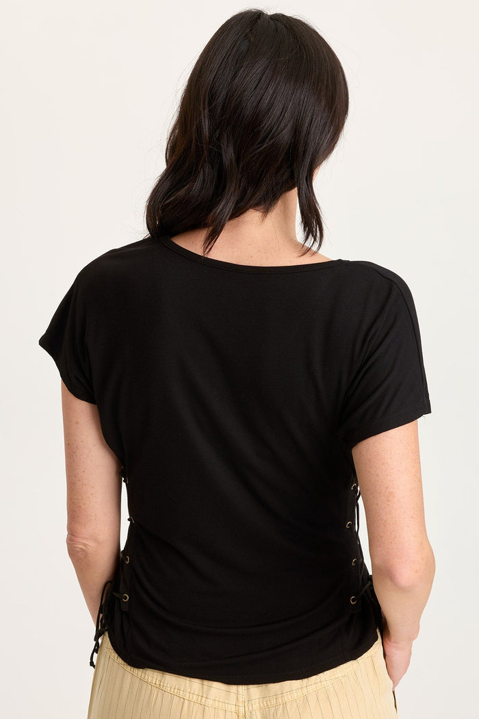 XCVI Sandro Jersey Lace-Up Top