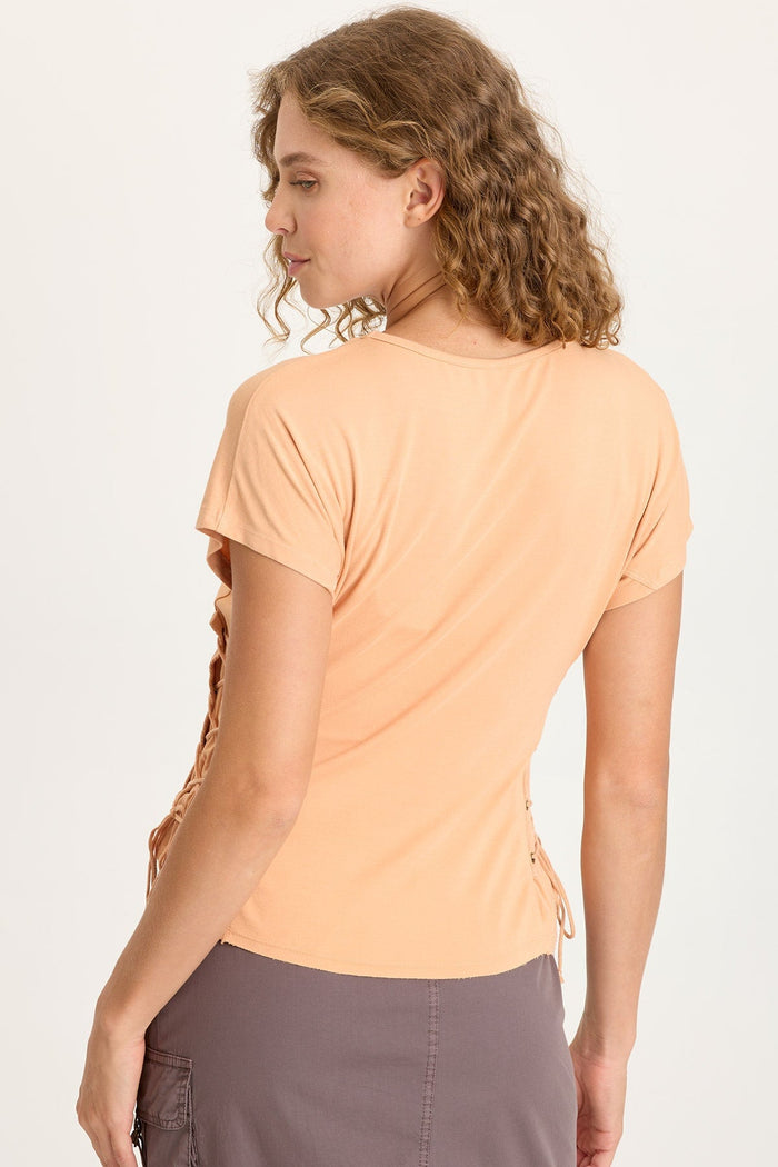 XCVI Sandro Jersey Lace-Up Top