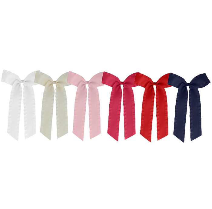 Satin Ruffle Long Tail Bow