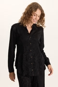 XCVI Senneca Textured Satin Shirred Peplum Button-Up Blouse