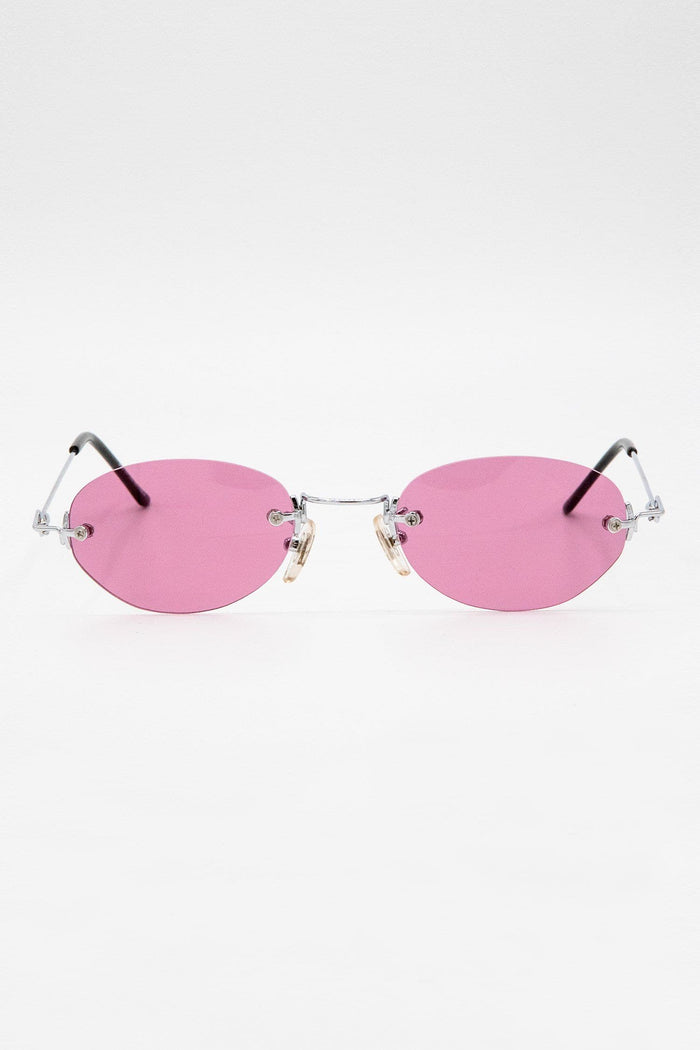 SGSTACY - Rimless Metal Frame Oval Sunglasses