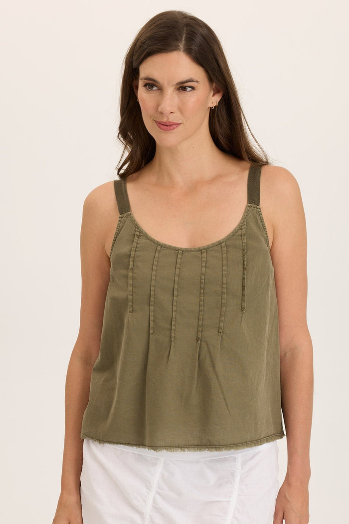 Wearables Shawnie Linen Billowy Pintuck Tank