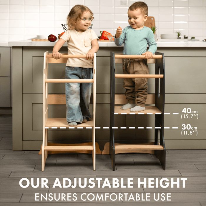 Stable Montessori Tower: Wooden Growing Chair - Ivory