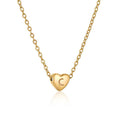 Stainless Steel Heart-shaped Alphabet Pendant Necklace: C (Including Chain)