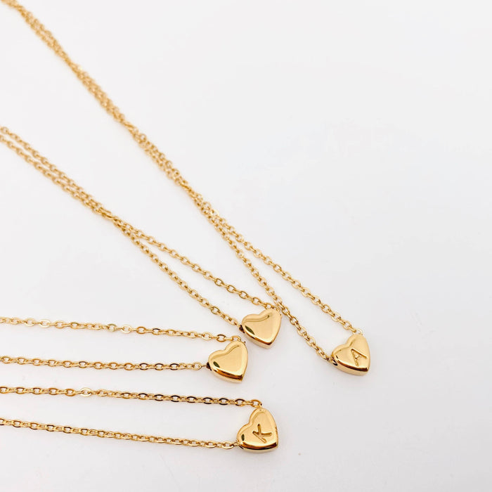 Stainless Steel Heart-shaped Alphabet Pendant Necklace: K (including chain)