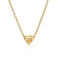 Stainless Steel Heart-shaped Alphabet Pendant Necklace: M (including chain)