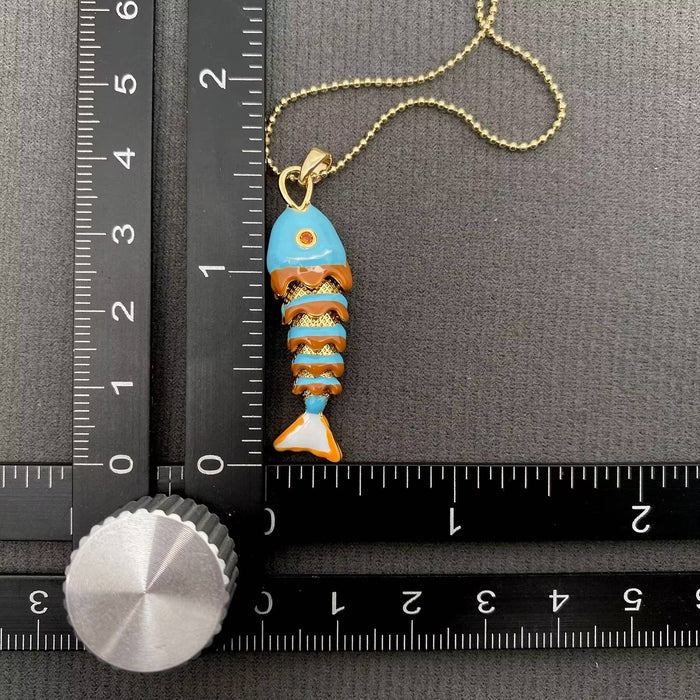Summer Ocean Style Enamel Fish Charm Necklace: D