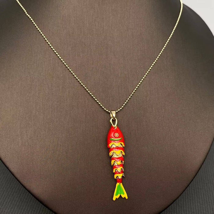 Summer Ocean Style Enamel Fish Charm Necklace: D