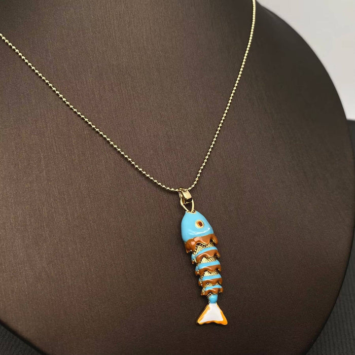 Summer Ocean Style Enamel Fish Charm Necklace: D